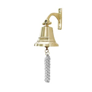 4&quot; Wall Mounted Ship Hanging Brass Bell Perfect for Dinner, Indoor, Outdoor, School, Bar, Reception, Last Order & Church by The Magic Bella