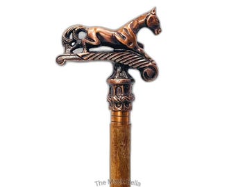 Horse Handle Walking Cane – Handmade Victorian Style, Aluminum & Wood Lightweight Detachable Classic Gift Box.