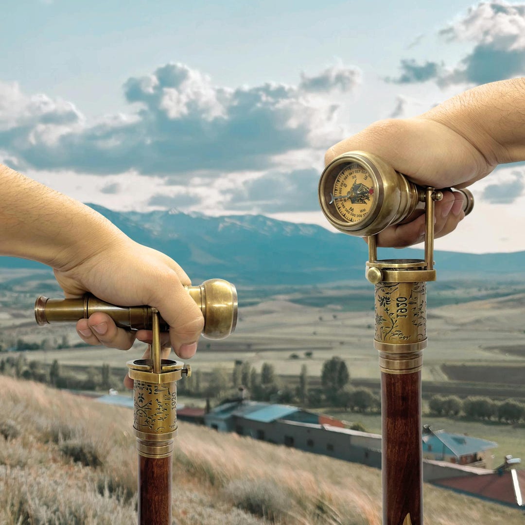 The Magic Bella Presents Brass Walking Cane With Telescope & Compass ...