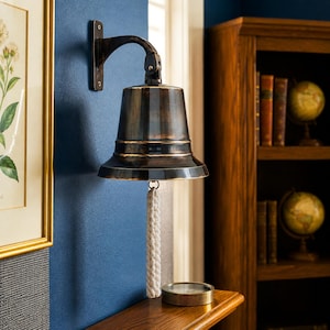 Black Antique Brass Bell – Double Circle Solid Brass Wall-Mounted Hanging Bell for Home, Kitchen & Garden Decor – The Magic Bella