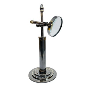 Brass Magnifying Glass – 10x Zoom, Antique Nautical Design with Adjustable Stand, Handheld & Tabletop for Reading and Home Decor