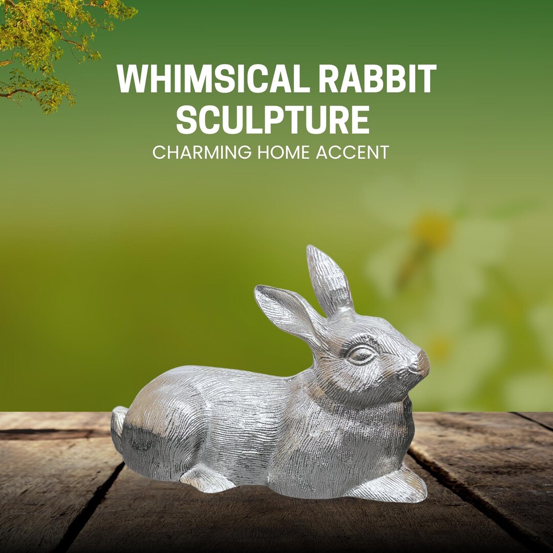 Modern Aluminum Rabbit Sculpture: Decorative Tabletop Animal Figurine ...