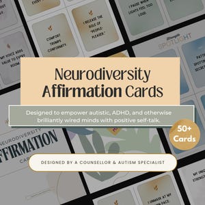 Schede di affermazione sulla neurodiversità, PDF stampabile, mazzo di affermazioni sull'autismo e sull'ADHD, strumento di supporto positivo per l'identità, autostima neurodivergente