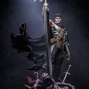 Black Swordsman – 30cm Dark Warrior Resin Statue | Painted / Unpainted | Anime Inspired