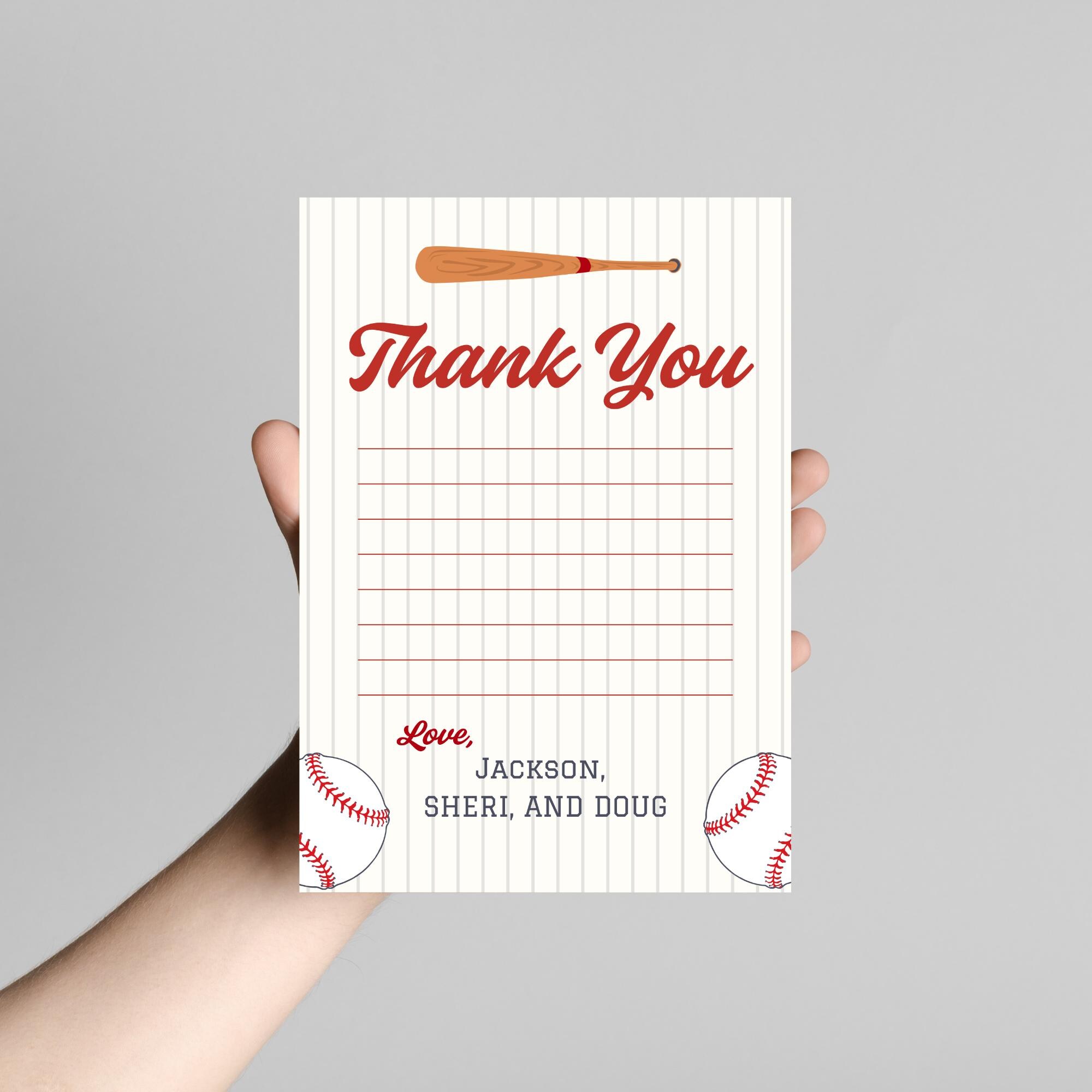 Rookie Year First Birthday Thank You Card Plus Free Birthday Party ...