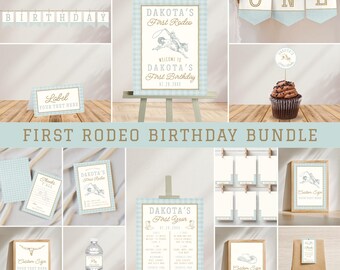 First Rodeo First Birthday Party Template Bundle Plus Free Birthday Party Planner, Western Rodeo Birthday Party Template Bundle