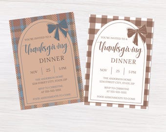 Editable Thanksgiving Dinner Party Digital Invitation Canva Template