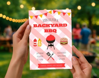 Backyard BBQ Party Invitation, Barbeque Party Invitation, Outdoor Summer Party Invitation, Digital Editable Invitation