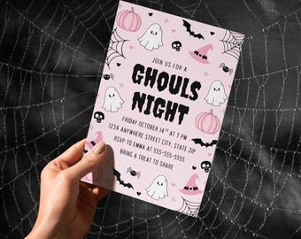 Ghouls Night Halloween Party Digital Invitation Template, Let's Go Ghouls Digital Invitation Template, Halloween Girls Night Invitation