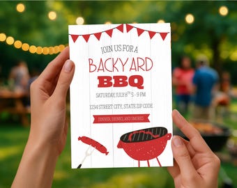 Backyard BBQ Party Invitation, Barbeque Party Invitation, Outdoor Summer Party Invitation, Digital Editable Invitation