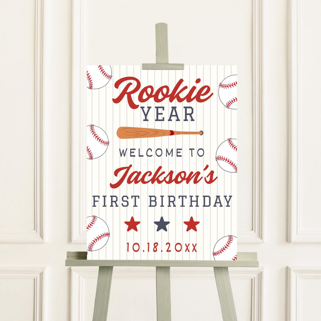 Rookie Year First Birthday Welcome Sign Plus Free Birthday Party ...