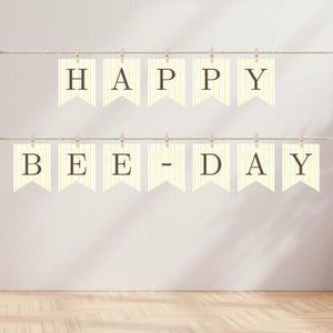 First Bee-Day Digital Banner, Bumble Bee Digital Banner, First Birthday Digital Download Banner