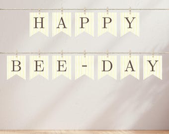 Banner digital del primer día de las abejas, banner digital de abejorro, banner digital de descarga para el primer cumpleaños