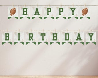 Banner digital editable de cumpleaños "First Year Down" y planificador de fiesta de cumpleaños gratuito. Banner digital de cumpleaños con temática de fútbol.