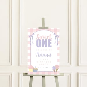 Sweet One First Birthday Editable Welcome Sign, She&#39;s a Sweet One First Birthday Welcome Sign, First Birthday Digital Download Welcome Sign