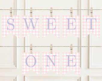Banner de primer cumpleaños para una dulce niña, Banner de primer cumpleaños para una dulce niña, Banner de descarga digital para primer cumpleaños
