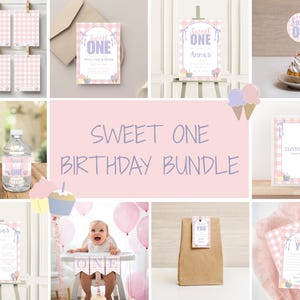 Sweet One First Birthday Party Template Bundle Plus Free Birthday Party Planner, She&#39;s a Sweet One First Birthday Party Template Bundle