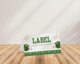 First Year Down Editable Digital Label Tent Plus Free Birthday Party Planner, Football Theme Birthday Digital Label Tent