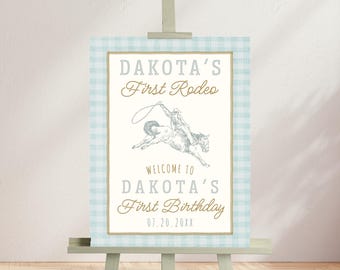 First Rodeo First Birthday Welcome Sign Plus Free Birthday Party Planner, Western Rodeo Birthday Party Welcome Sign