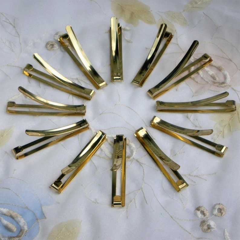 Barrettes Gold Tone 12 Simple Decorate Your Own Hair 61mm Etsy