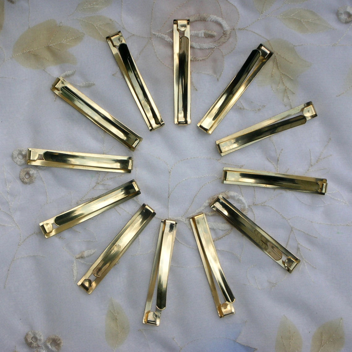 Barrettes Gold Tone 12 Simple Decorate Your Own Hair 61mm Etsy