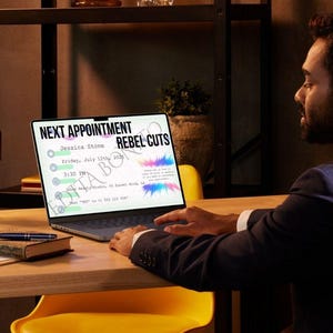 Modelo de Cartão de Consulta de Barbeiro Moderno Editável | Download Digital do Canva para Barbearia ou Salão de Cabeleireiro Masculino