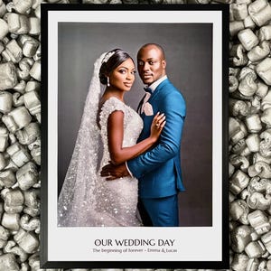 Wedding Glitter Portrait, Anniversary Gift for Couple, Custom Wedding Photo Print, 1st Anniversary Gift, Glitter Love Art