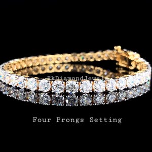 Pulseira de tênis com diamantes cultivados em laboratório de 9,59 quilates em ouro 14K, pulseira de tênis de diamantes de 16,5 cm, joia de luxo para casamento, presente de aniversário para ela.