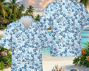 Chemise hawaïenne à motifs de mouettes, chemise de plage humoristique à motifs de mouettes, chemise tropicale à boutons avec oiseaux de l'océan, cadeau idéal pour les fêtes d'été