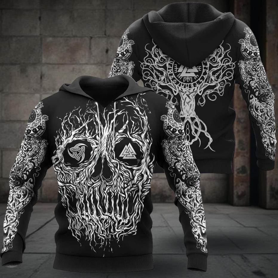3D Viking Odin Tattoo Hoodie Lange Mouwen Sweatshirt