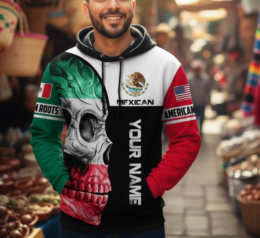 Mexikanischer Totenschädel Hoodie - Tag Der Toten Pullover Mit Blumen