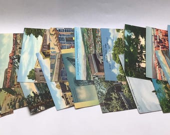 Vintage Linen Postcard Set: United States Travel