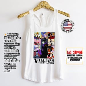 Camiseta sin mangas de villanos de Disney, camiseta retro del Club de las Brujas Malvadas, camiseta vintage de Halloween con vacaciones en los parques de Disney de Úrsula, Maléfica y la Reina Malvada. imagen 3