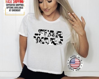 Top corto Disney Star Wars, camiseta corta Mandalorian, top corto Galaxy's Edge, Darth Vader, Chewbacca, Star Jedi, top corto Luke Skywalker