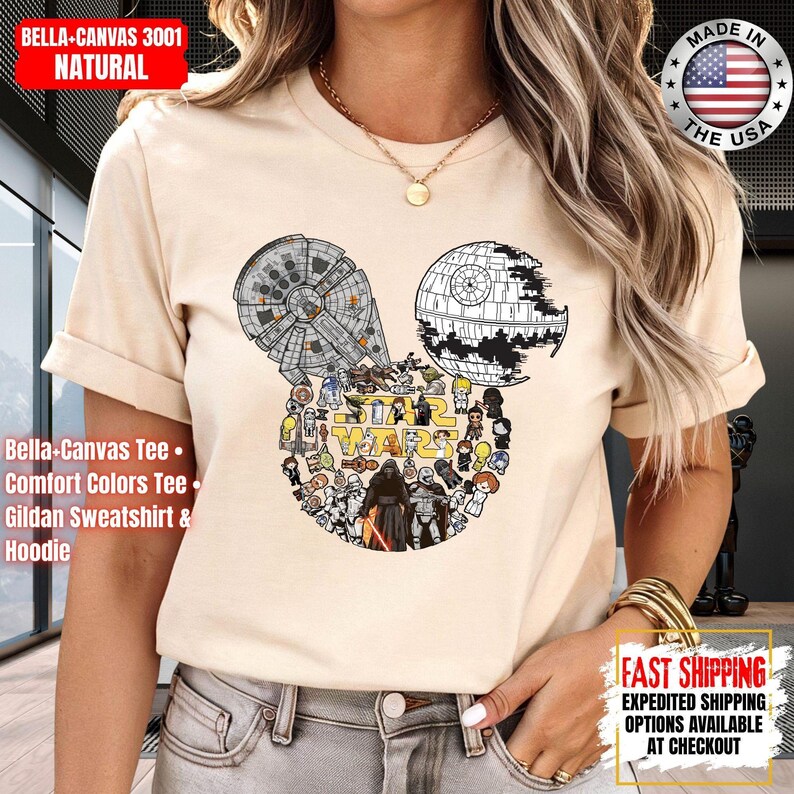 Camiseta Disney Star Wars, sudadera Mandalorian, camiseta de colores cómodos de Darth Vader, camiseta de Chewbacca, camiseta Star Jedi, camiseta de Luke Skywalker imagen 11