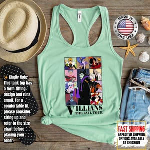 Camiseta sin mangas de villanos de Disney, camiseta retro del Club de las Brujas Malvadas, camiseta vintage de Halloween con vacaciones en los parques de Disney de Úrsula, Maléfica y la Reina Malvada. imagen 8