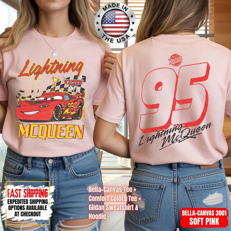 Vintage Lightning McQueen Comfort Colors Shirt, Disney Pixar Cars Shirt, Retro McQueen Graphic Tee, Disney Family Vacation Trip Shirt 2026 image 5