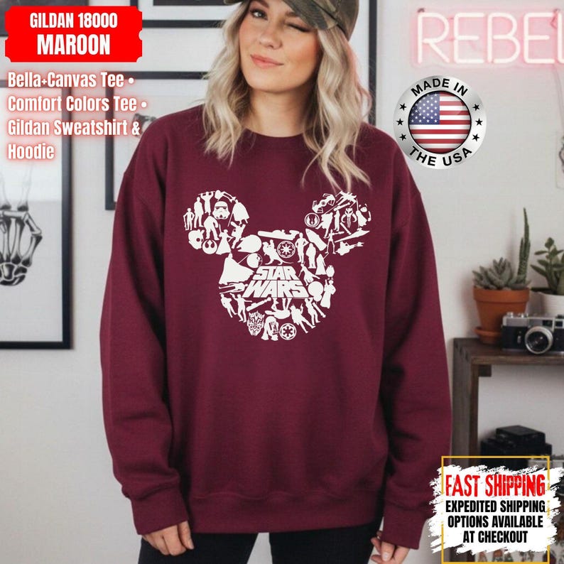 Disney Star Wars Shirt, Mandalorian Sweatshirt, Darth Vader Comfort Colors Shirt, Chewbacca Shirt, Star Jedi Shirt, Luke Skywalker Tee immagine 16