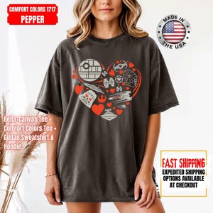 Disney Star Wars Heart Shirt, Mandalorian Sweatshirt, Darth Vader Comfort Colors Shirt, Chewbacca Shirt, Star Jedi Shirt, Luke Skywalker Tee image 1
