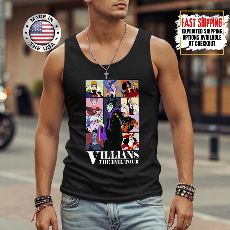 Camiseta sin mangas de villanos de Disney, camiseta retro del Club de las Brujas Malvadas, camiseta vintage de Halloween con vacaciones en los parques de Disney de Úrsula, Maléfica y la Reina Malvada. imagen 13
