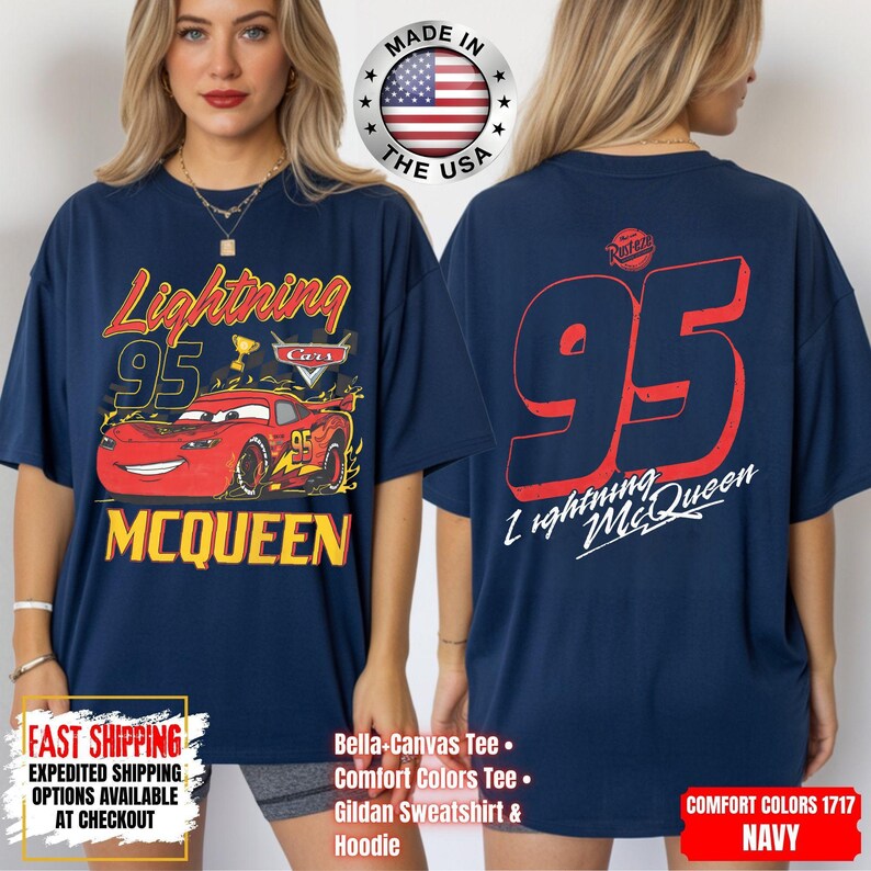 Vintage Lightning McQueen Comfort Colors Shirt, Disney Pixar Cars Shirt, Retro McQueen Graphic Tee, Disney Family Vacation Trip Shirt 2026 image 12