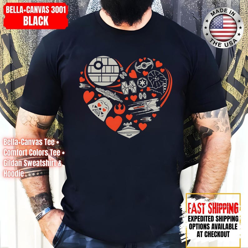 Disney Star Wars Heart Shirt, Mandalorian Sweatshirt, Darth Vader Comfort Colors Shirt, Chewbacca Shirt, Star Jedi Shirt, Luke Skywalker Tee image 11