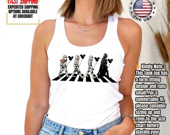 Star Wars Tank Top, Darth Vader Walking Tank Tee, Disneyland Trip Tank, Star Wars Crossover Tee, Stormtrooper Abbey Road Shirt