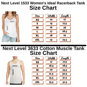 a women's tank top size chart with measurements