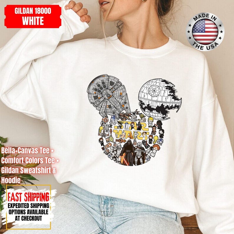Camiseta Disney Star Wars, sudadera Mandalorian, camiseta de colores cómodos de Darth Vader, camiseta de Chewbacca, camiseta Star Jedi, camiseta de Luke Skywalker imagen 13