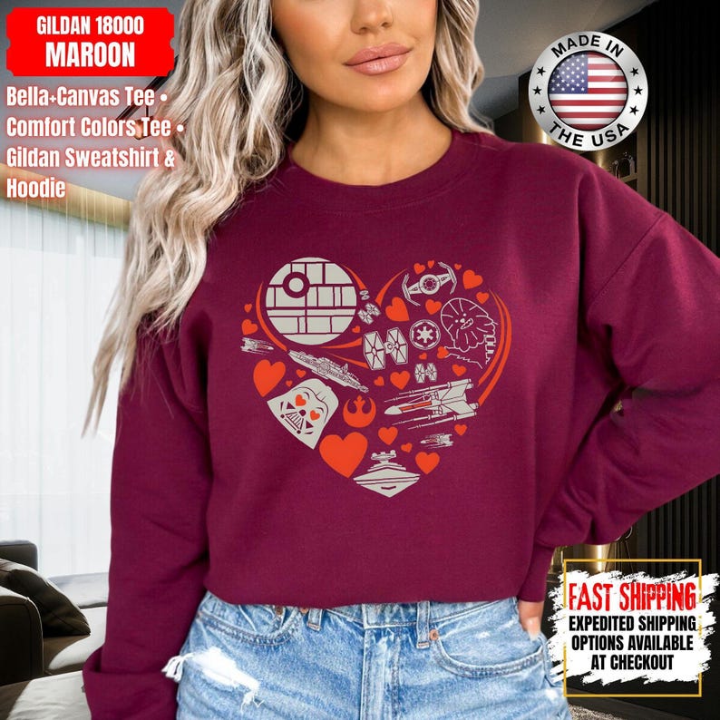 Disney Star Wars Heart Shirt, Mandalorian Sweatshirt, Darth Vader Comfort Colors Shirt, Chewbacca Shirt, Star Jedi Shirt, Luke Skywalker Tee image 15
