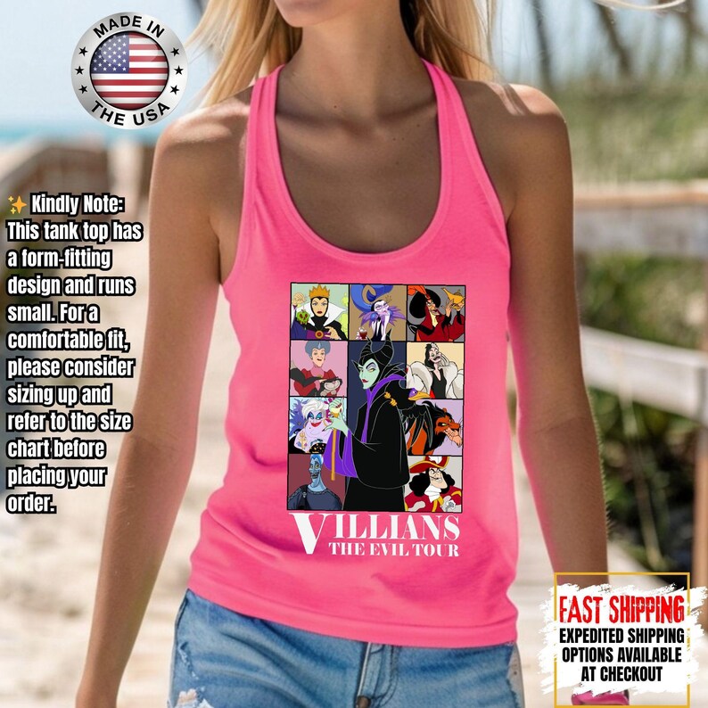 Camiseta sin mangas de villanos de Disney, camiseta retro del Club de las Brujas Malvadas, camiseta vintage de Halloween con vacaciones en los parques de Disney de Úrsula, Maléfica y la Reina Malvada. imagen 16