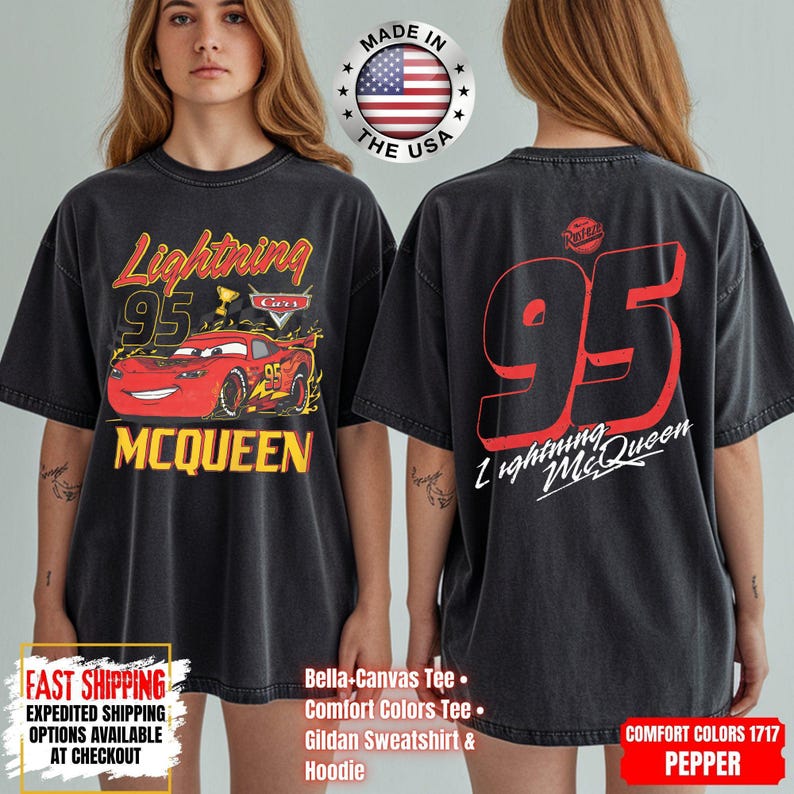 Vintage Lightning McQueen Comfort Colors Shirt, Disney Pixar Cars Shirt, Retro McQueen Graphic Tee, Disney Family Vacation Trip Shirt 2026 image 8
