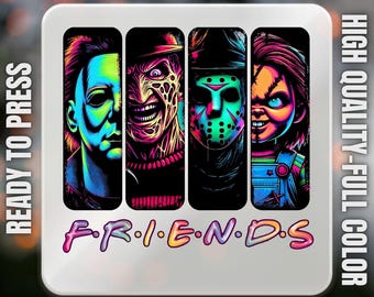 Halloween Horror Characters DTF Transfer, Bad Boys Halloween Ready to Press, Friends Design, Retro Halloween, Scary Movies DTF Gang Sheet