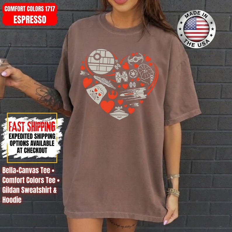 Disney Star Wars Heart Shirt, Mandalorian Sweatshirt, Darth Vader Comfort Colors Shirt, Chewbacca Shirt, Star Jedi Shirt, Luke Skywalker Tee image 13